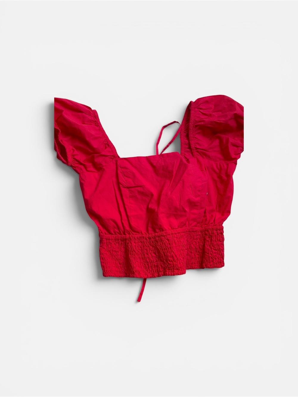 Cropped Puff-Sleeve Top in Vibrant Hot Pink